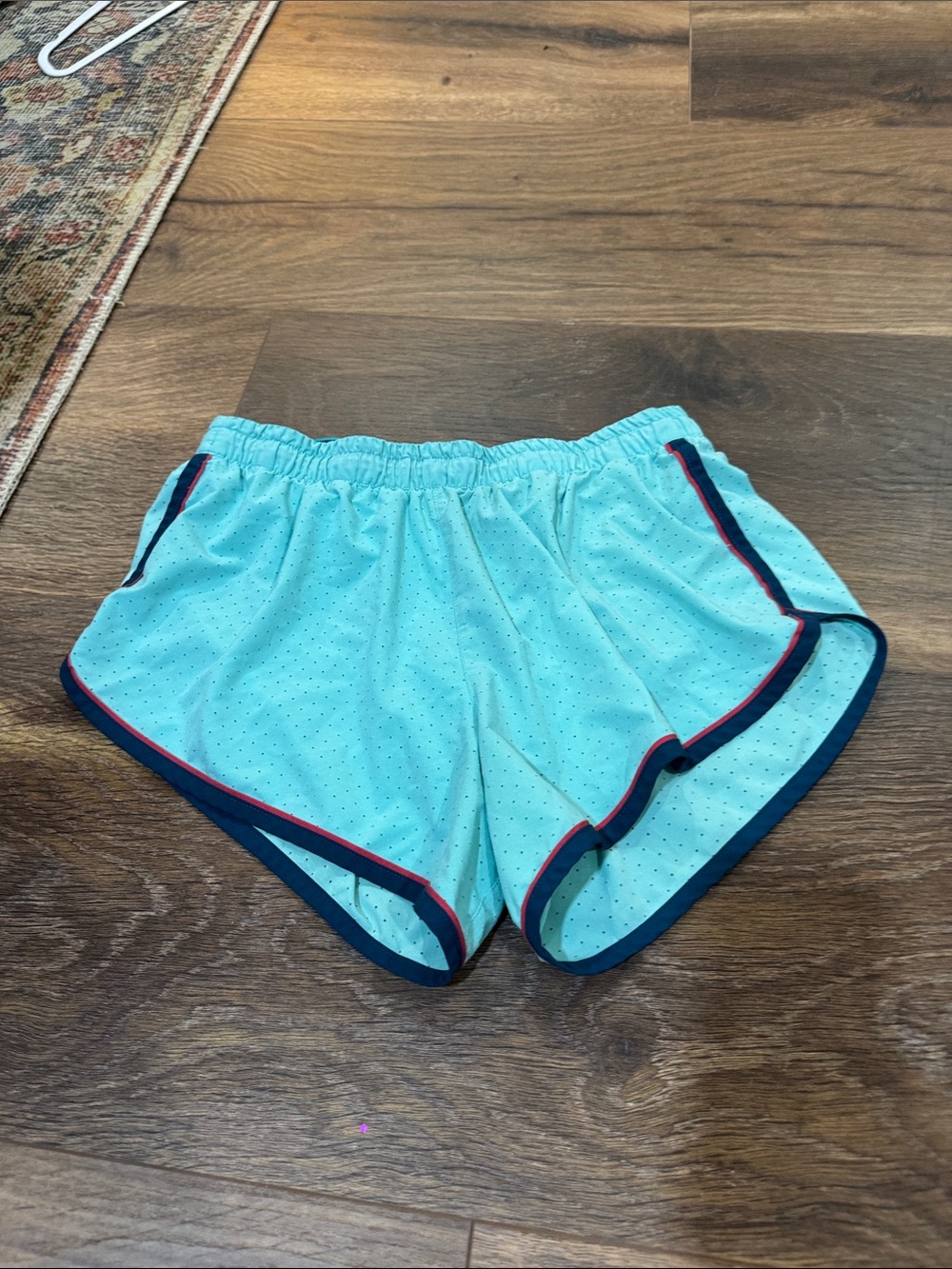 Rabbit Light Aqua Athletic Shorts with Navy & Red Trim
